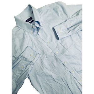 Lauren By‎ Ralph Lauren UltraFlex Classic Fit  Dress Shirt Long Sleeve Blue EUC